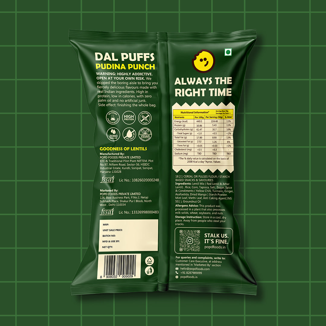 DAL PUFFS – PUDINA PUNCH (PACK OF 5)